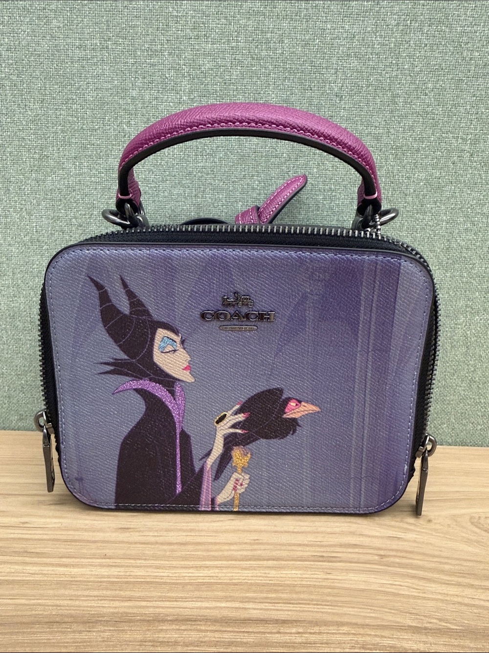 Coach x Disney Maleficent Purple Crossbody Top Handle Bag Villains Collection
